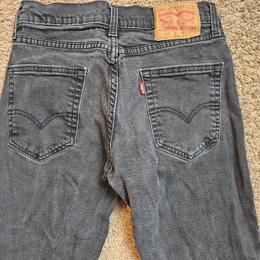 Levis 514 Jeans Mens Tag 29x32 Fit 28x29 Black Straight Denim Dark Wash Stretch - Picture 11 of 13